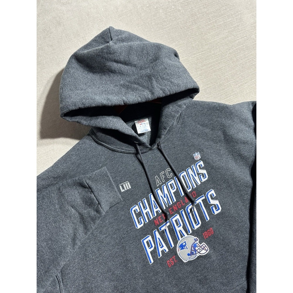 NWOT New England Patriots AFC Champions Hoodie Sweatshirt Men's Size XL Grey